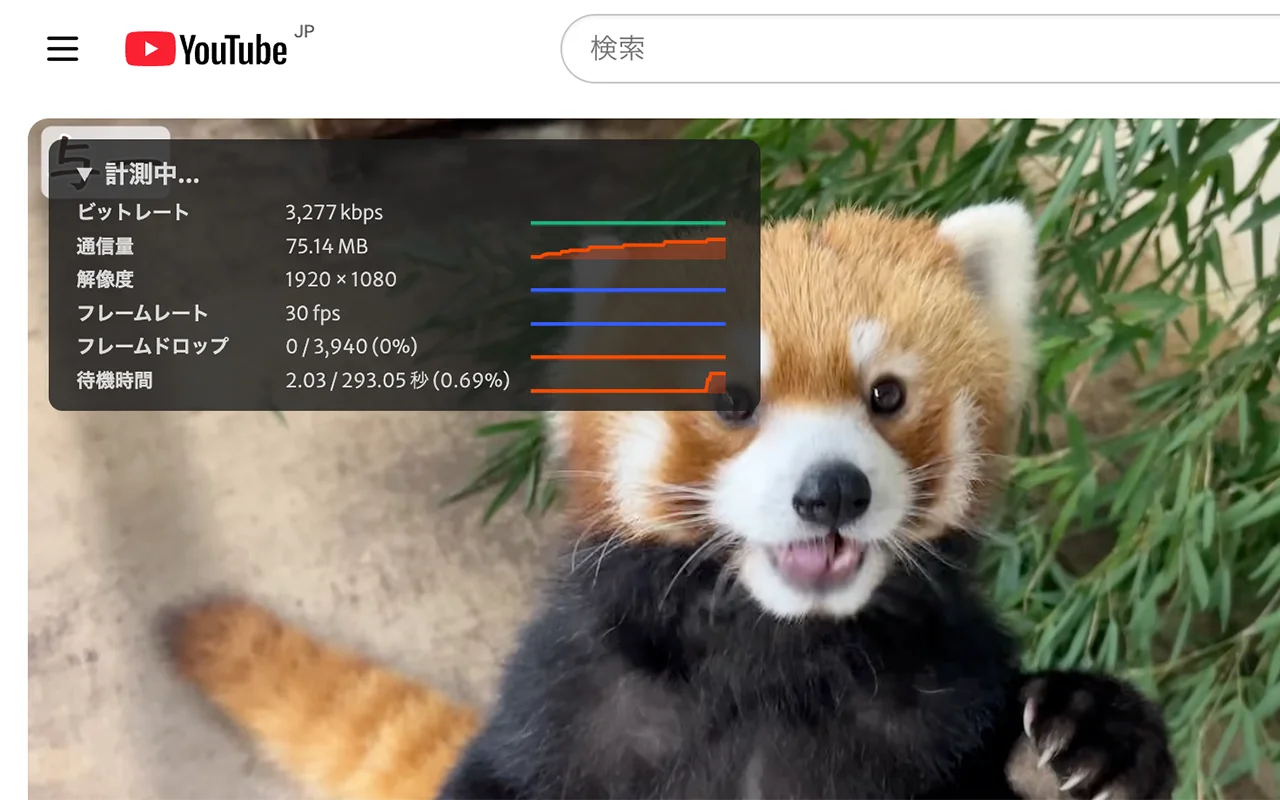 YouTube での計測画面